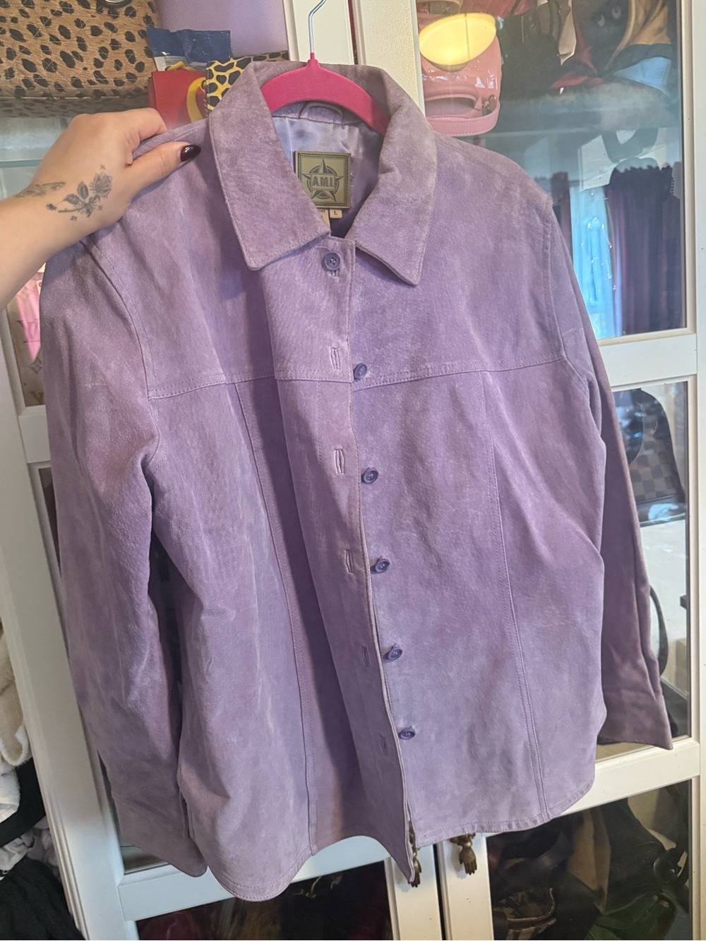 Vintage AMI Lavender Suede Button-Front Jacket - Women